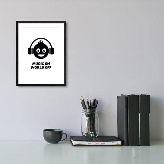 Music On World Off Smiley Face Print - Image 2