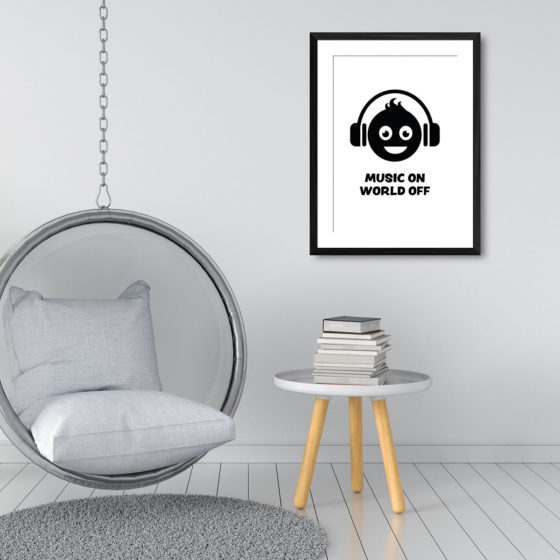 Music On World Off Smiley Face Print - Image 3