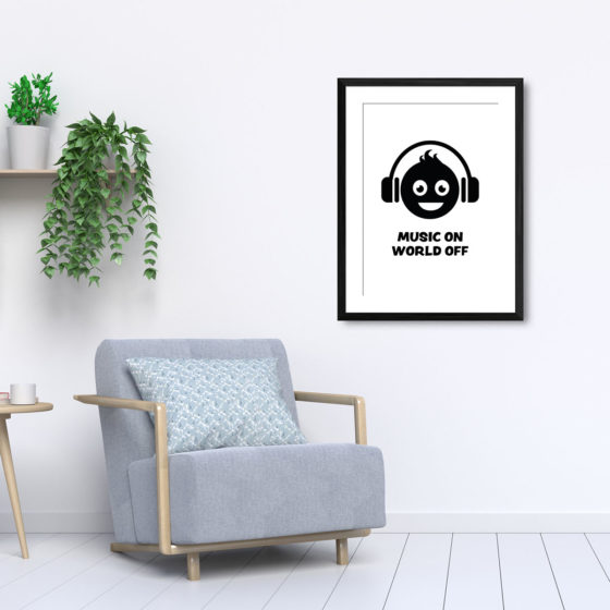 Music On World Off Smiley Face Print - Image 5