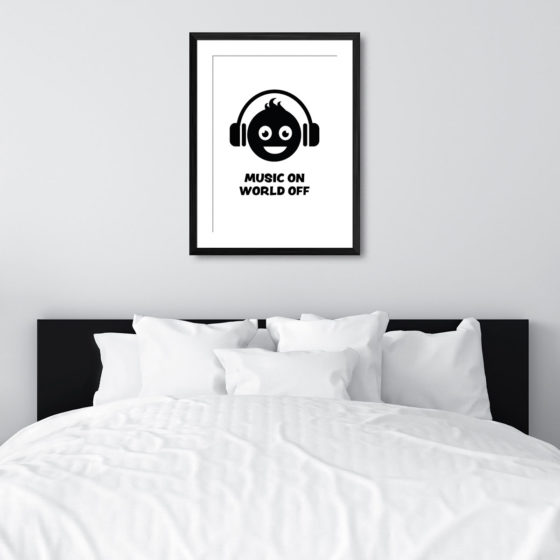 Music On World Off Smiley Face Print - Image 6