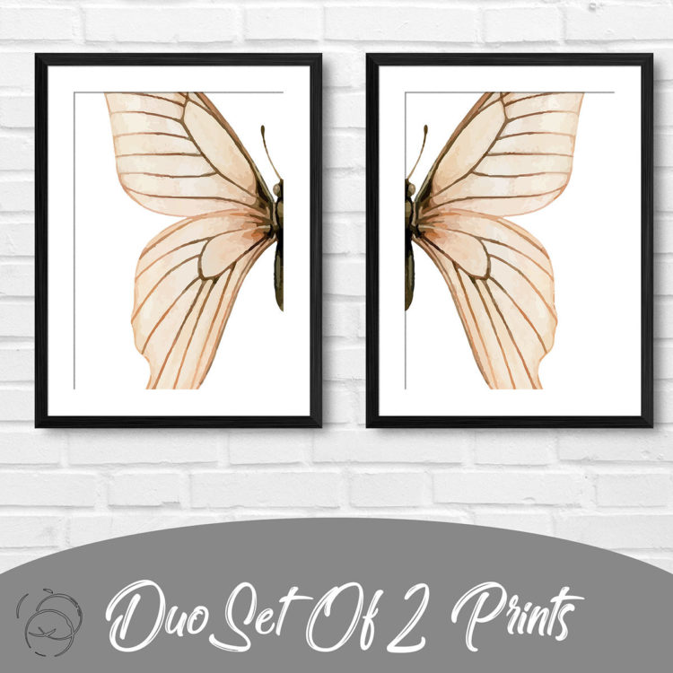 Natural Watercolour Butterfly Duo Prints