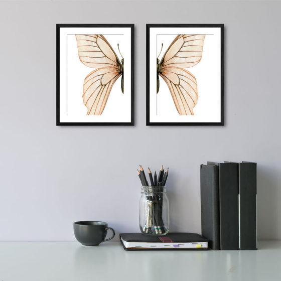 Natural Watercolour Butterfly Duo Prints - Image 2
