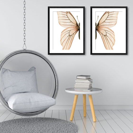 Natural Watercolour Butterfly Duo Prints - Image 3