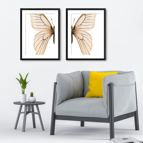 Natural Watercolour Butterfly Duo Prints - Image 4