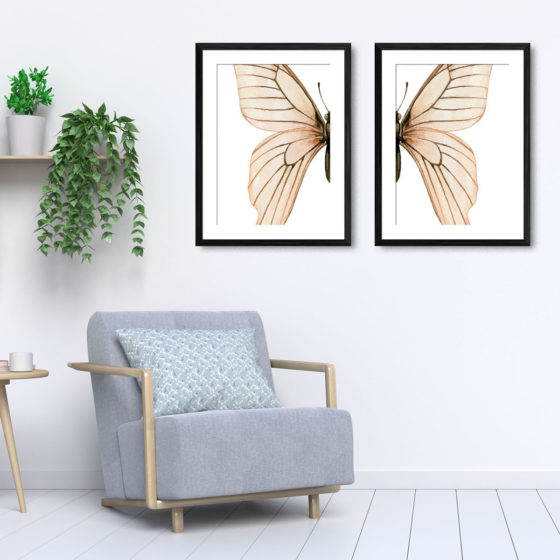 Natural Watercolour Butterfly Duo Prints - Image 5