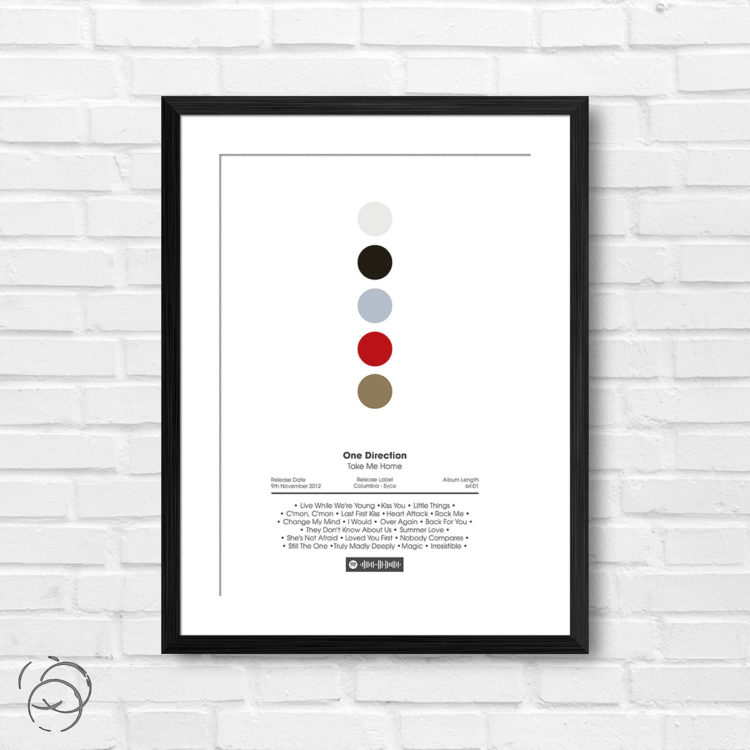 One Direction Take Me Home Spotify Album Print