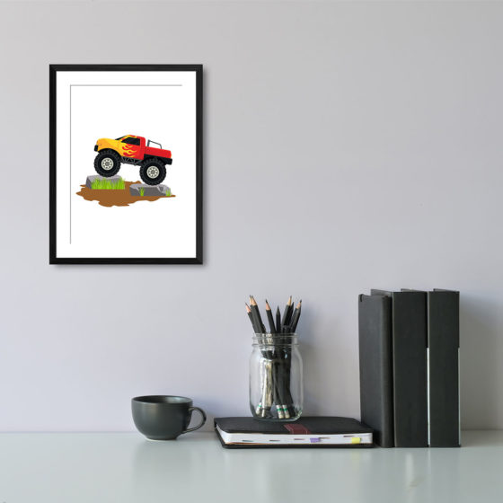 Orange Flame Monster Truck Print - Image 2