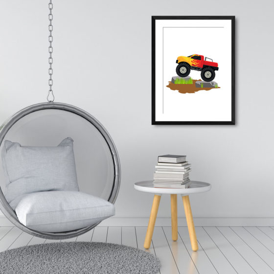 Orange Flame Monster Truck Print - Image 3