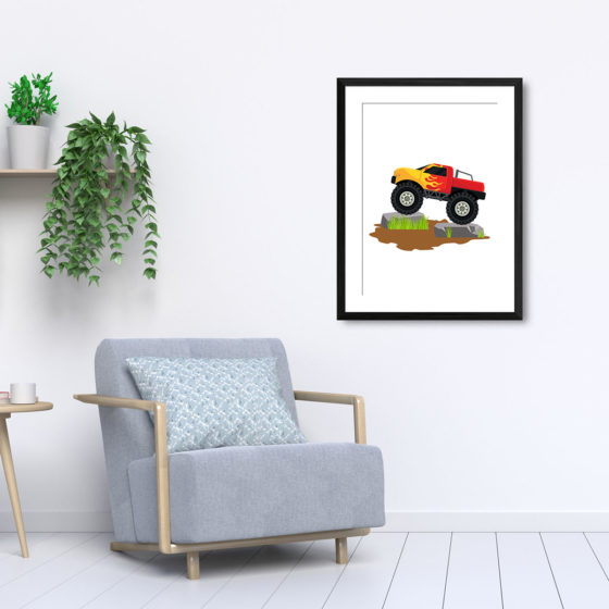 Orange Flame Monster Truck Print - Image 5