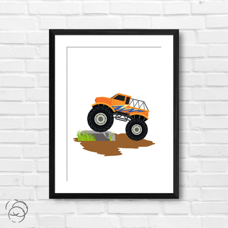 Orange Zig Zag Monster Truck Print