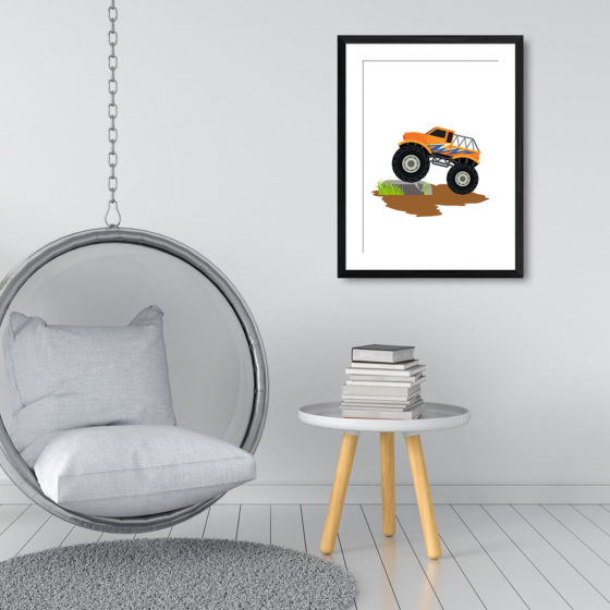 Orange Zig Zag Monster Truck Print - Image 3