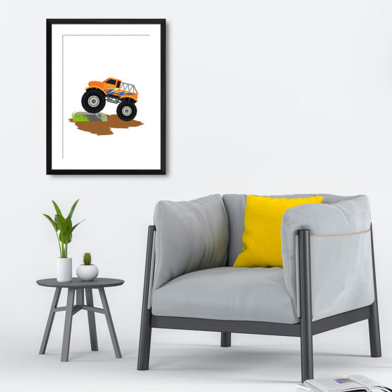 Orange Zig Zag Monster Truck Print - Image 4