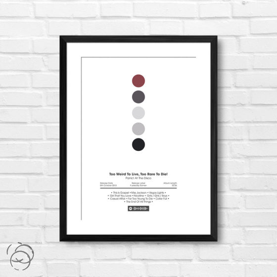 Panic! At The Disco Too Weird To Live, Too Rare To Die! Spotify Album Print