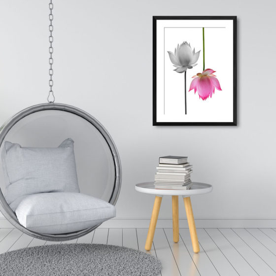 Pink And Monochrome Lotus Flower Print - Image 4