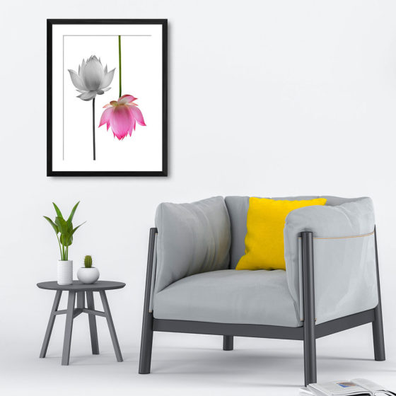 Pink And Monochrome Lotus Flower Print - Image 5
