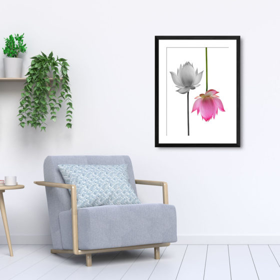 Pink And Monochrome Lotus Flower Print - Image 6