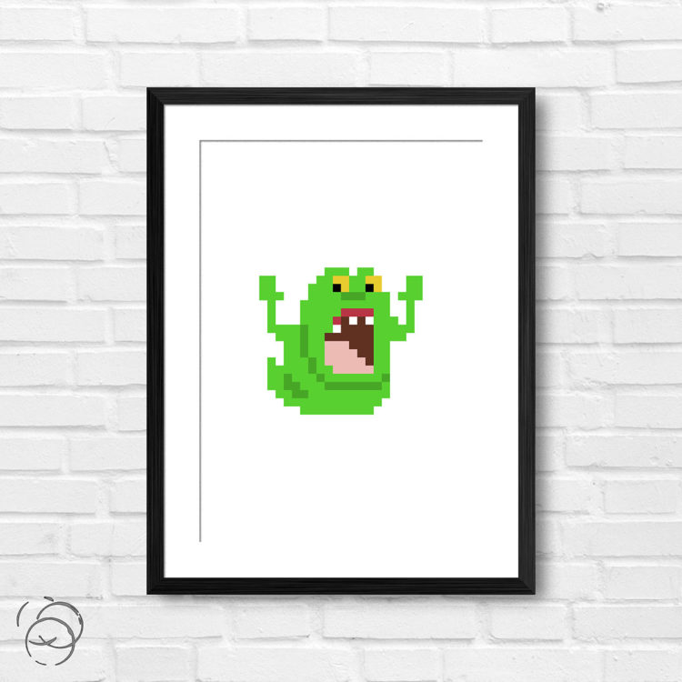 Pixel Art Ghostbusters Slimer Print