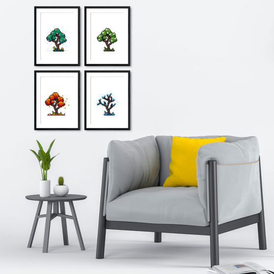 Pixel Art Tree Seasons Of The Year Quartet Prints - Image 4