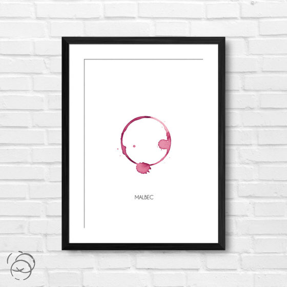 Red Wine Ring Stain And Name Malbec Print
