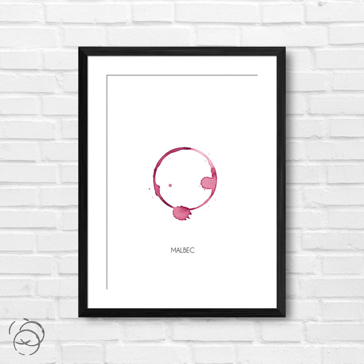 Red Wine Ring Stain And Name Malbec Print
