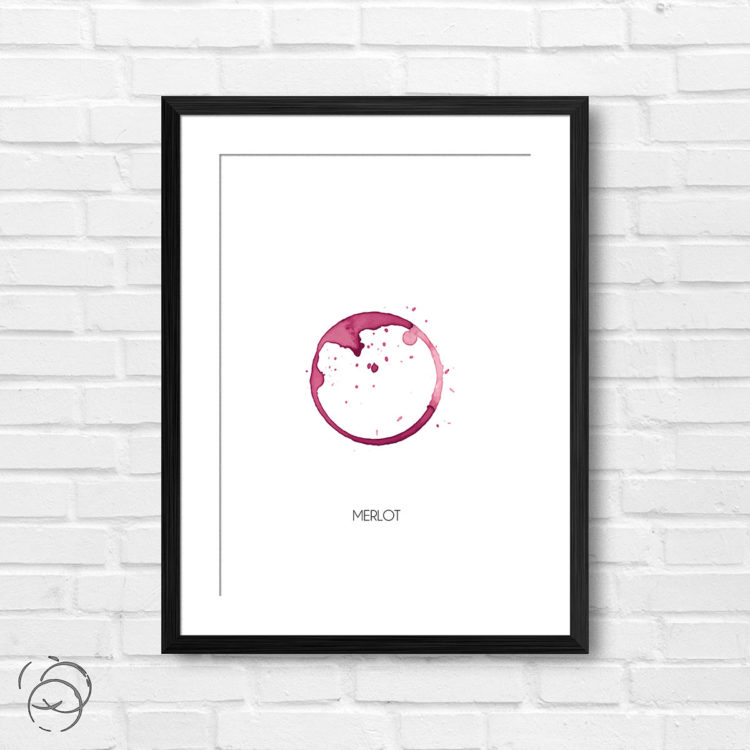 Red Wine Ring Stain And Name Merlot Print