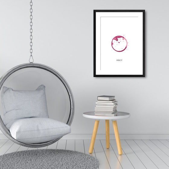 Red Wine Ring Stain And Name Merlot Print - Image 3