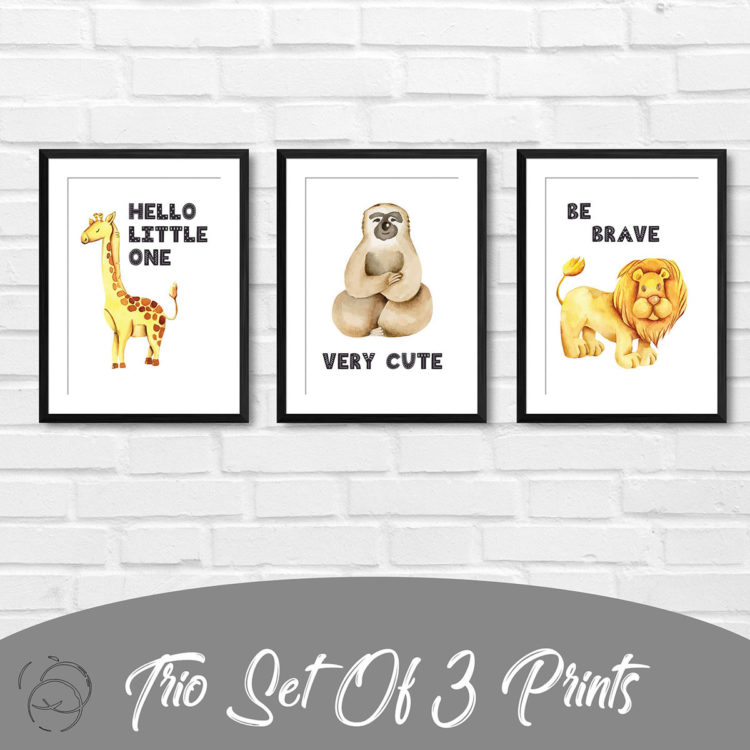 Safari Animals Watercolour Trio Prints