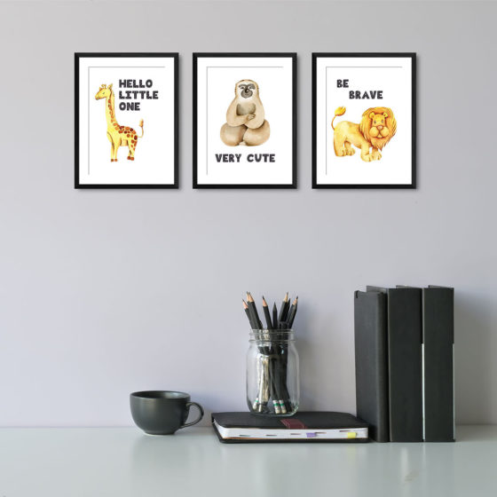 Safari Animals Watercolour Trio Prints - Image 2