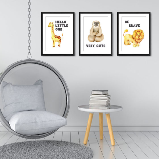 Safari Animals Watercolour Trio Prints - Image 3