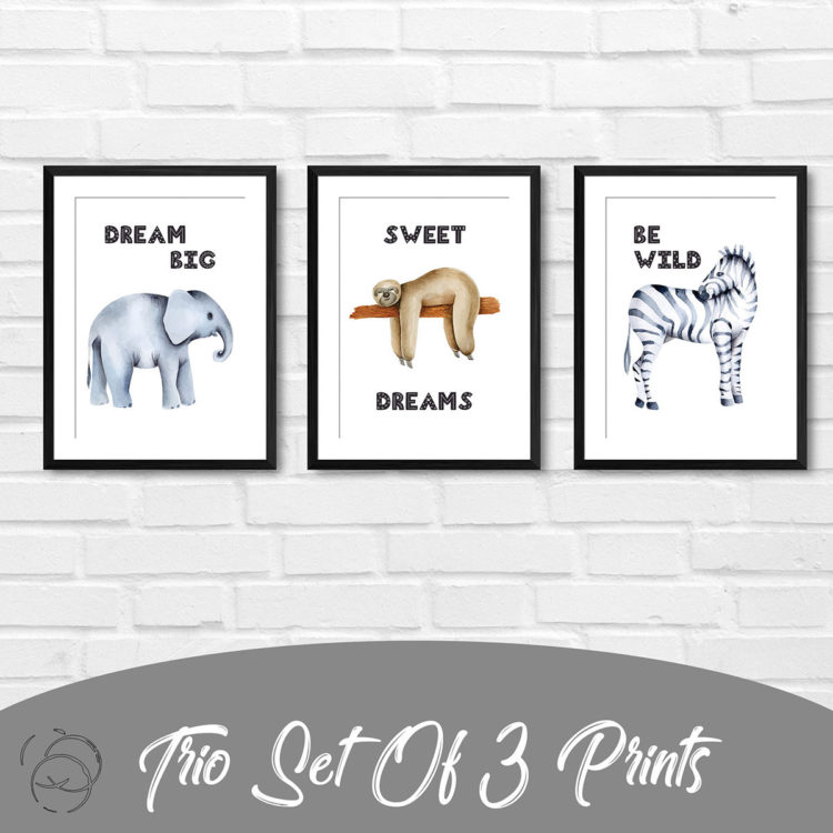 Safari Animals Watercolour Trio Prints