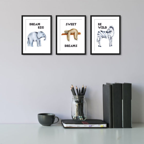 Safari Animals Watercolour Trio Prints - Image 2