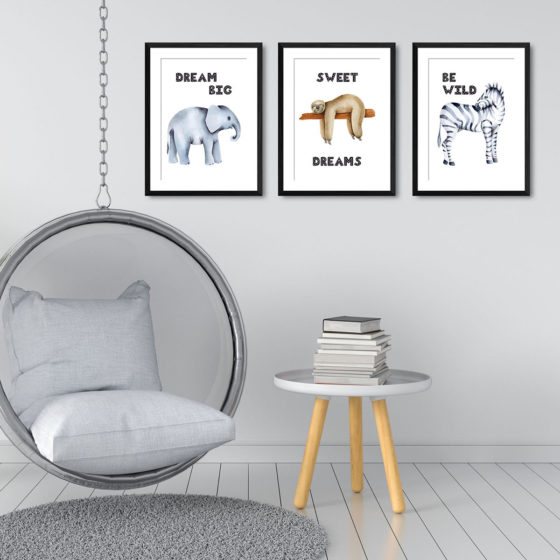 Safari Animals Watercolour Trio Prints - Image 3