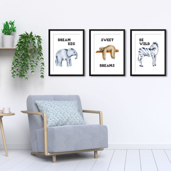 Safari Animals Watercolour Trio Prints - Image 5