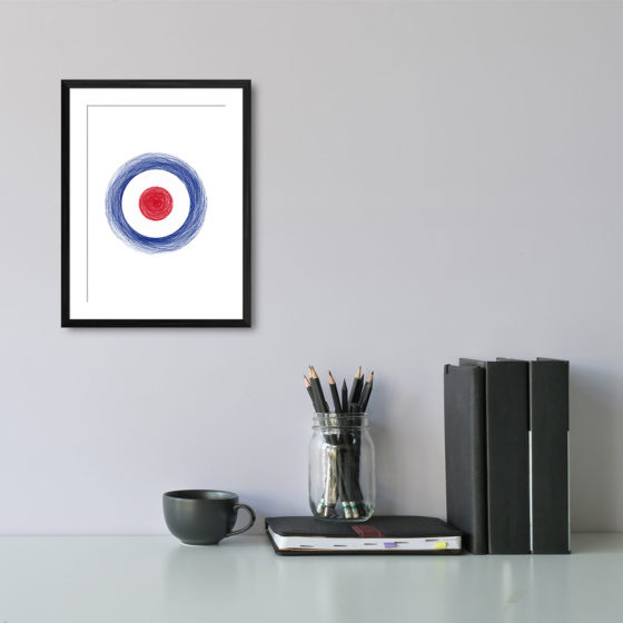 Scribble Effect Of RAF Roundel Spitfire Print - Image 2