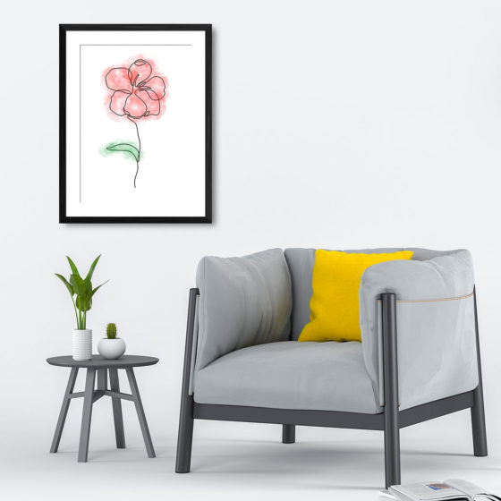 Single Line Red Anemone Watercolour Flower Print - Image 4