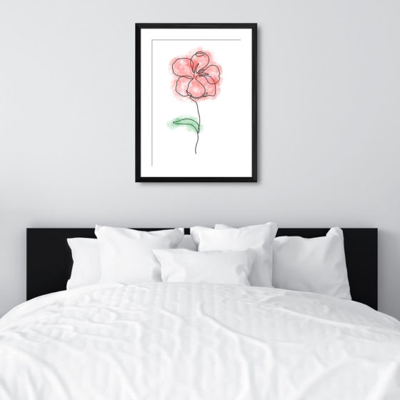 Single Line Red Anemone Watercolour Flower Print - Image 6