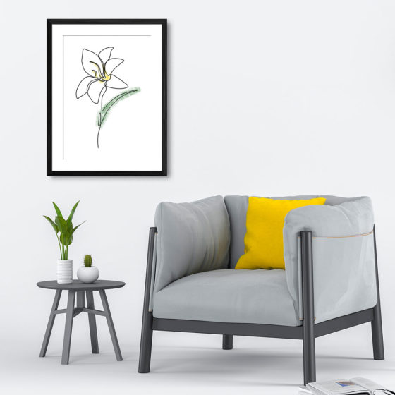 Single Line White Lily Watercolour Flower Print - Image 4