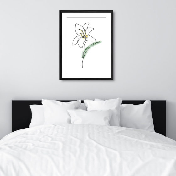 Single Line White Lily Watercolour Flower Print - Image 6