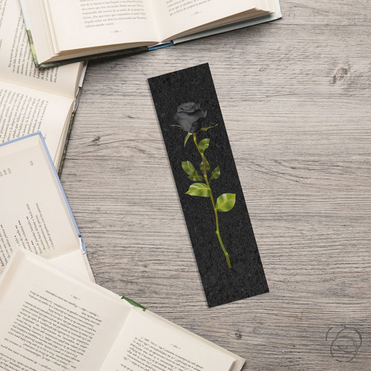 Single Stem Black Rose On Soil Bookmark