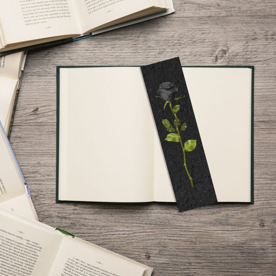 Single Stem Black Rose On Soil Bookmark - Image 2