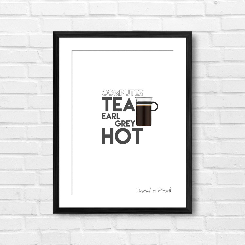 Star Trek Computer Tea Earl Grey Hot Quote Jean Luc Picard Print Pink