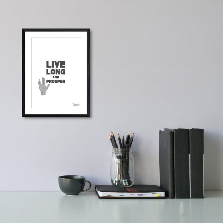 Star trek live long and prosper quote spock print pink tag prints