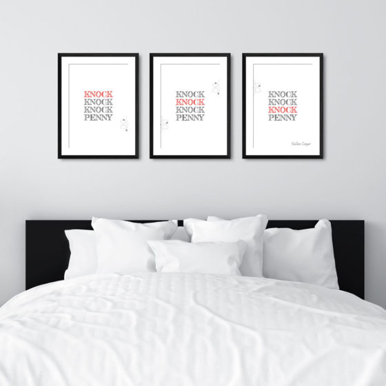 The Big Bang Theory Knock Knock Knock Penny Quote Sheldon Cooper Trio Prints - Image 6