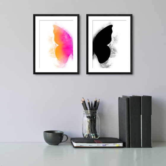 Vibrant Butterfly Featuring Smoke Dispersion Effect Duo Prints - Image 2