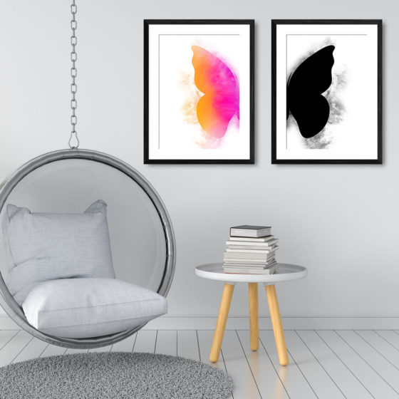 Vibrant Butterfly Featuring Smoke Dispersion Effect Duo Prints - Image 3