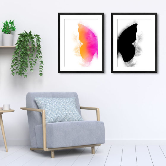 Vibrant Butterfly Featuring Smoke Dispersion Effect Duo Prints - Image 5