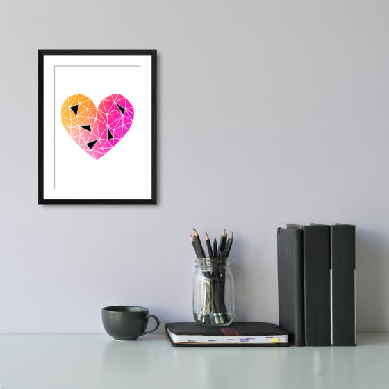 Vibrant Polygonal Deconstructed Heart Print - Image 2