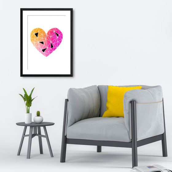 Vibrant Polygonal Deconstructed Heart Print - Image 4