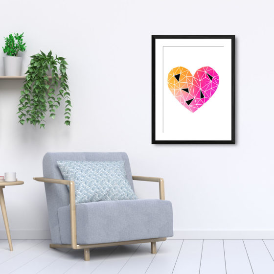 Vibrant Polygonal Deconstructed Heart Print - Image 5