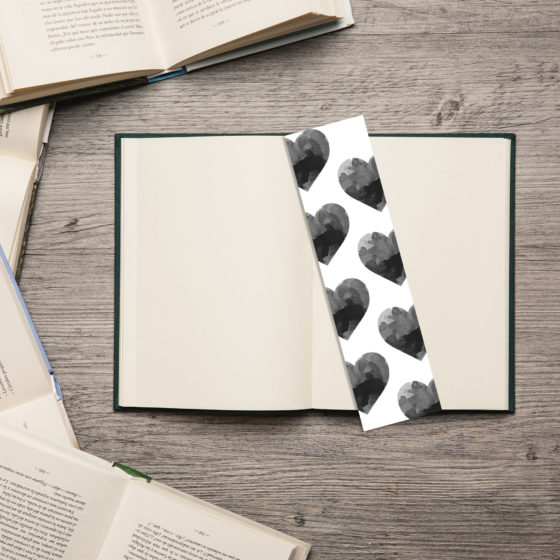 Watercolour Black Love Hearts Edged Bookmark - Image 2